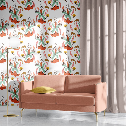 Natural Tropical Wallpaper - Crisp White