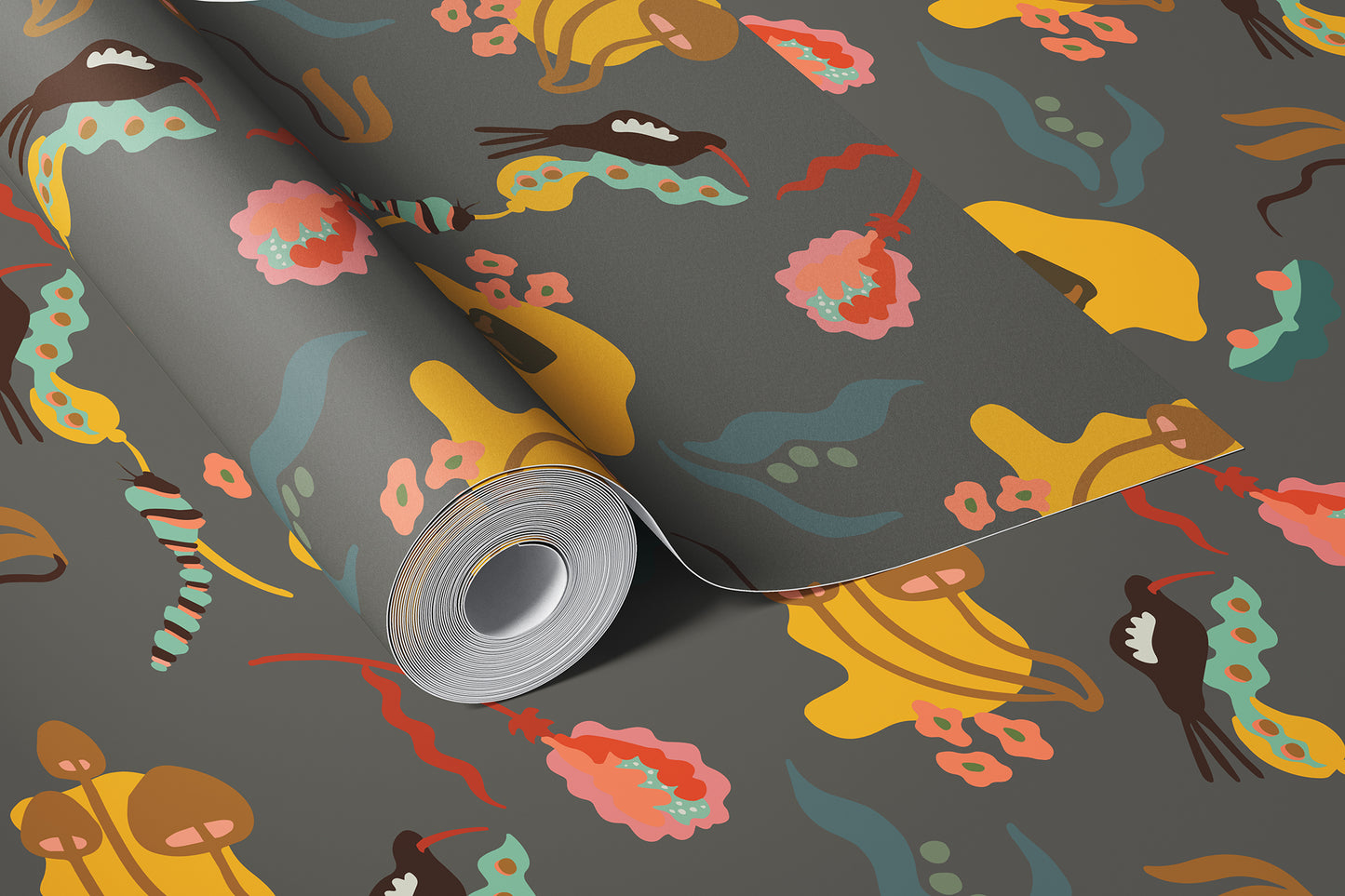 Woodland Menagerie Wallpaper - Olive Grey