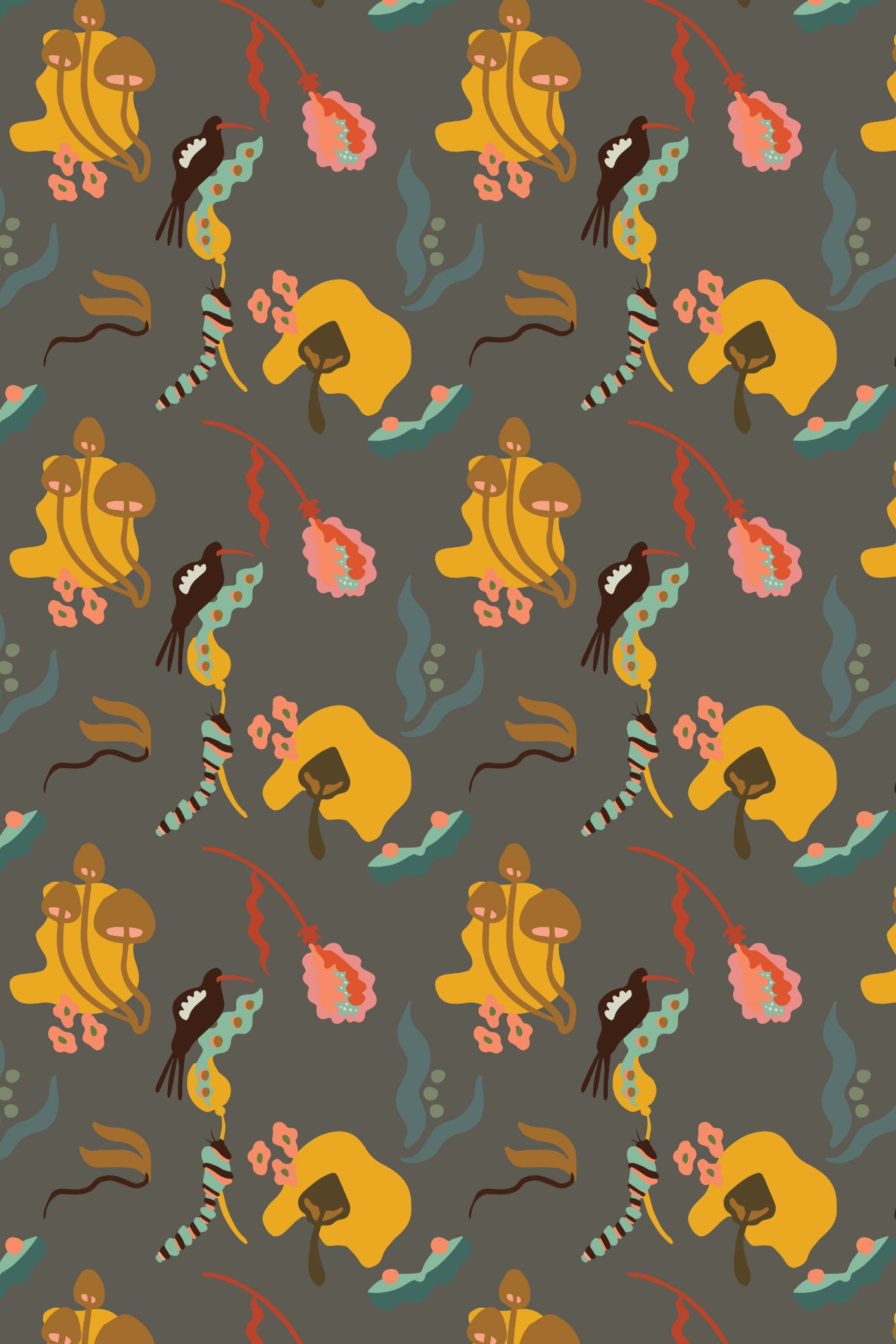 Woodland Menagerie Wallpaper - Olive Grey