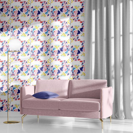 Wobbly Party Woven Wallpaper - Crisp White