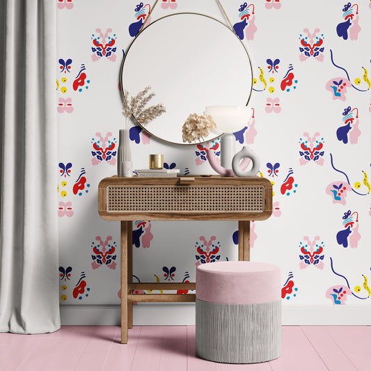 Wobbly Party Minimalist Wallpaper - Crisp White