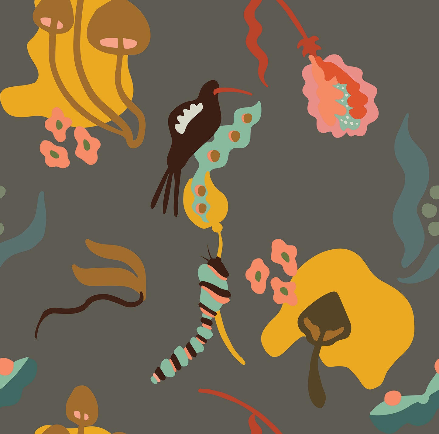 Woodland Menagerie Wallpaper - Olive Grey